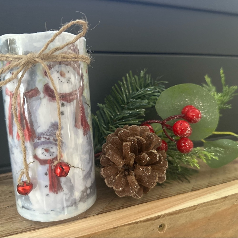 Festive LED Snowman Candle